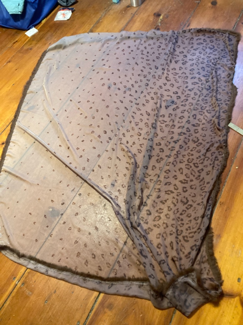 Sheer Leopard Print scarf with fur trim